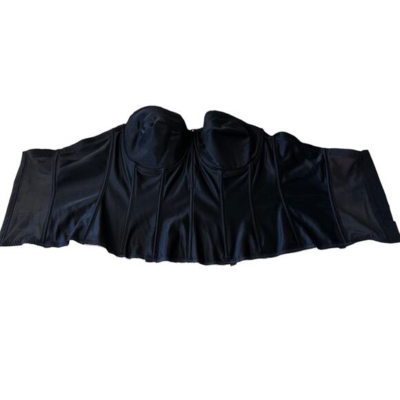 NWT Dominique Juliette Satin Corset size 44D color Black Long-Line Bustier Goth - Picture 4 of 11